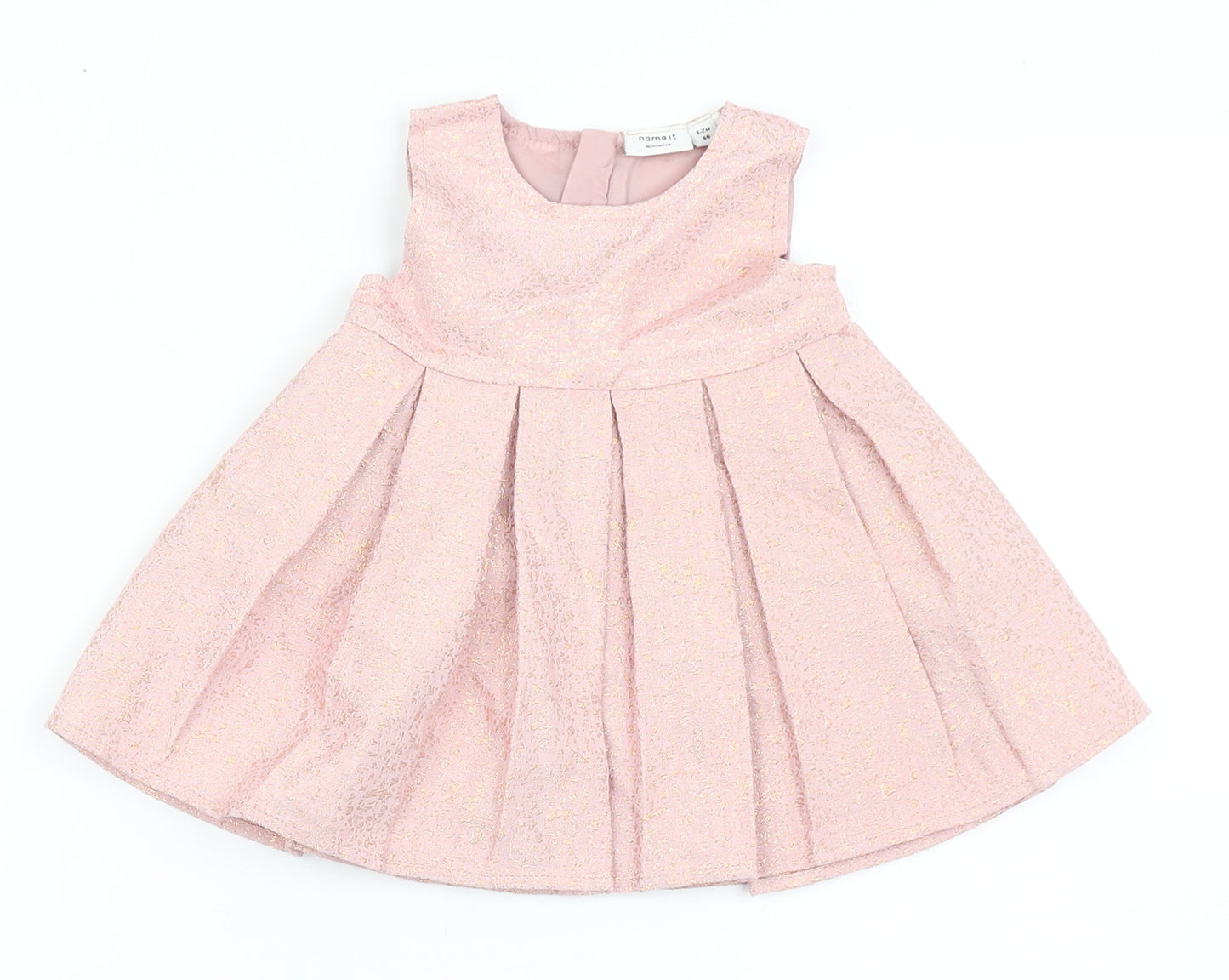 name it Girls Pink  Cotton A-Line  Size 0-3 Months  Round Neck Zip