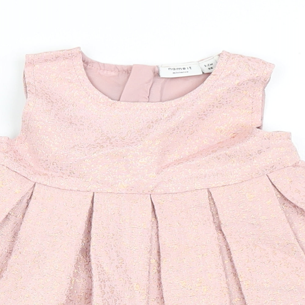 name it Girls Pink  Cotton A-Line  Size 0-3 Months  Round Neck Zip