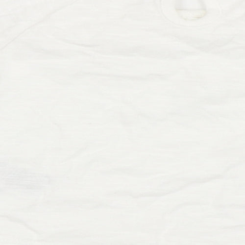 F&F Girls Ivory  100% Cotton Basic T-Shirt Size 0-3 Months Round Neck Button