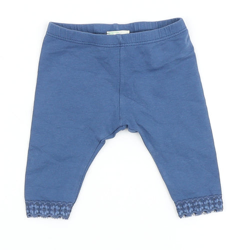 United Colors of Benetton Girls Blue  Cotton Jogger Leggings Size 0-3 Months