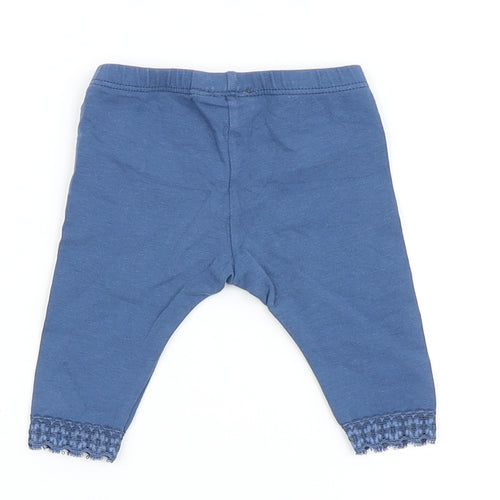 United Colors of Benetton Girls Blue  Cotton Jogger Leggings Size 0-3 Months