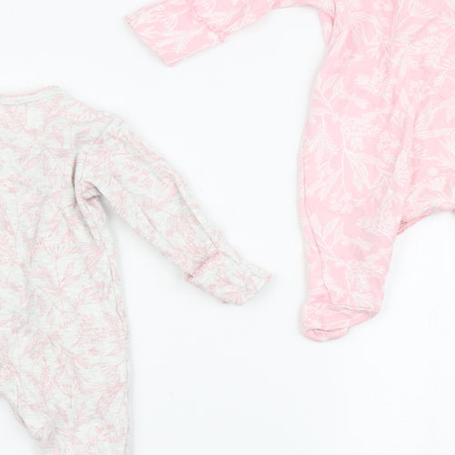George Girls Pink  100% Cotton Babygrow One-Piece Size Newborn  Snap - Flowers