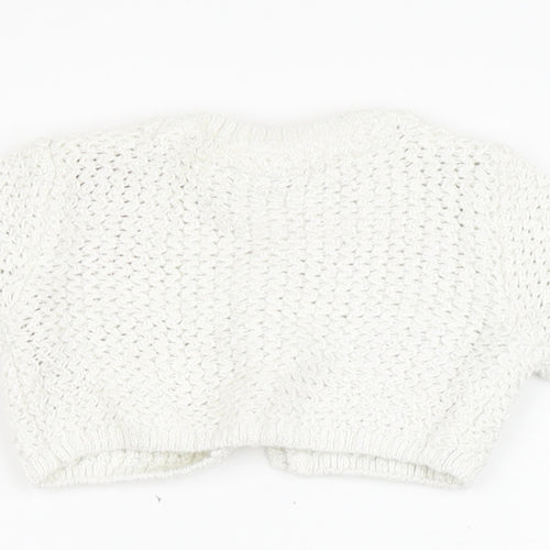 name it Girls White  Cotton Cardigan Jumper Size 0-3 Months  Snap