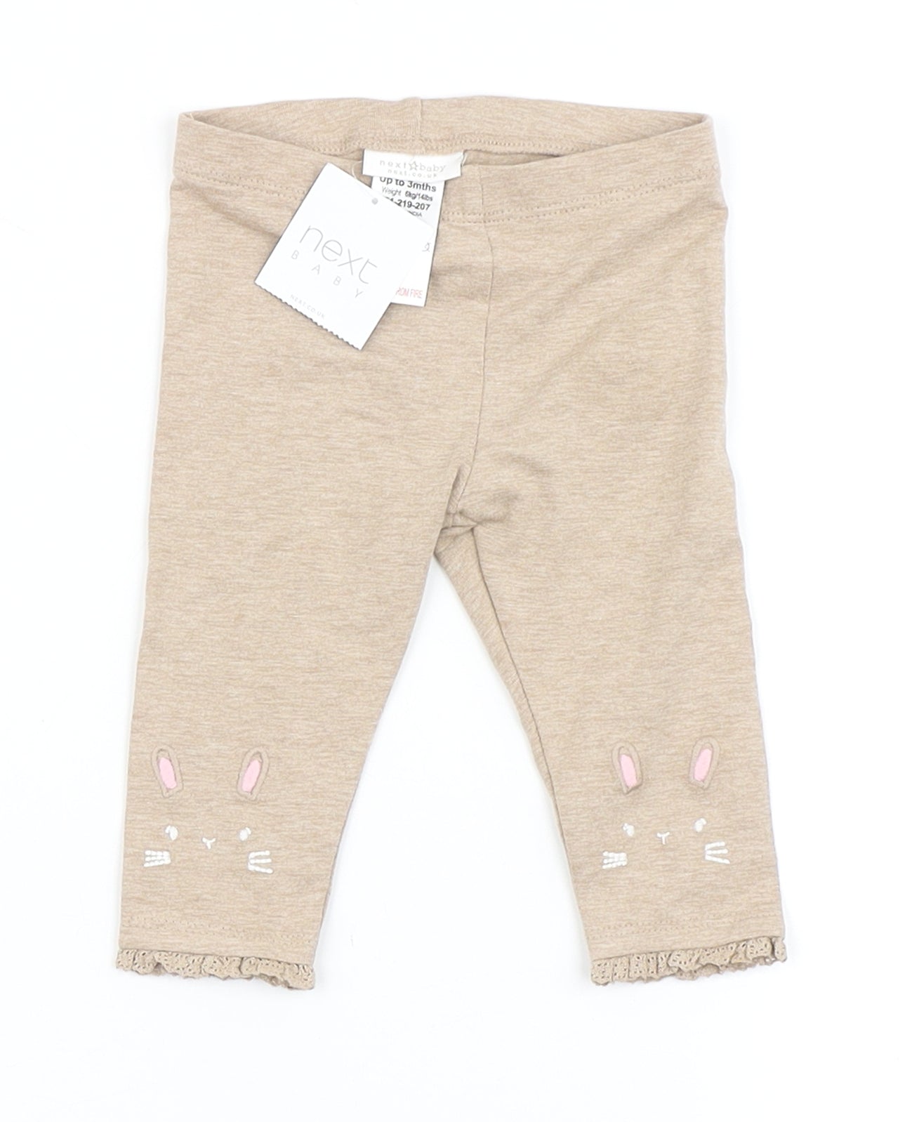 NEXT Girls Brown  Cotton Jogger Leggings Size 0-3 Months   - Bunny
