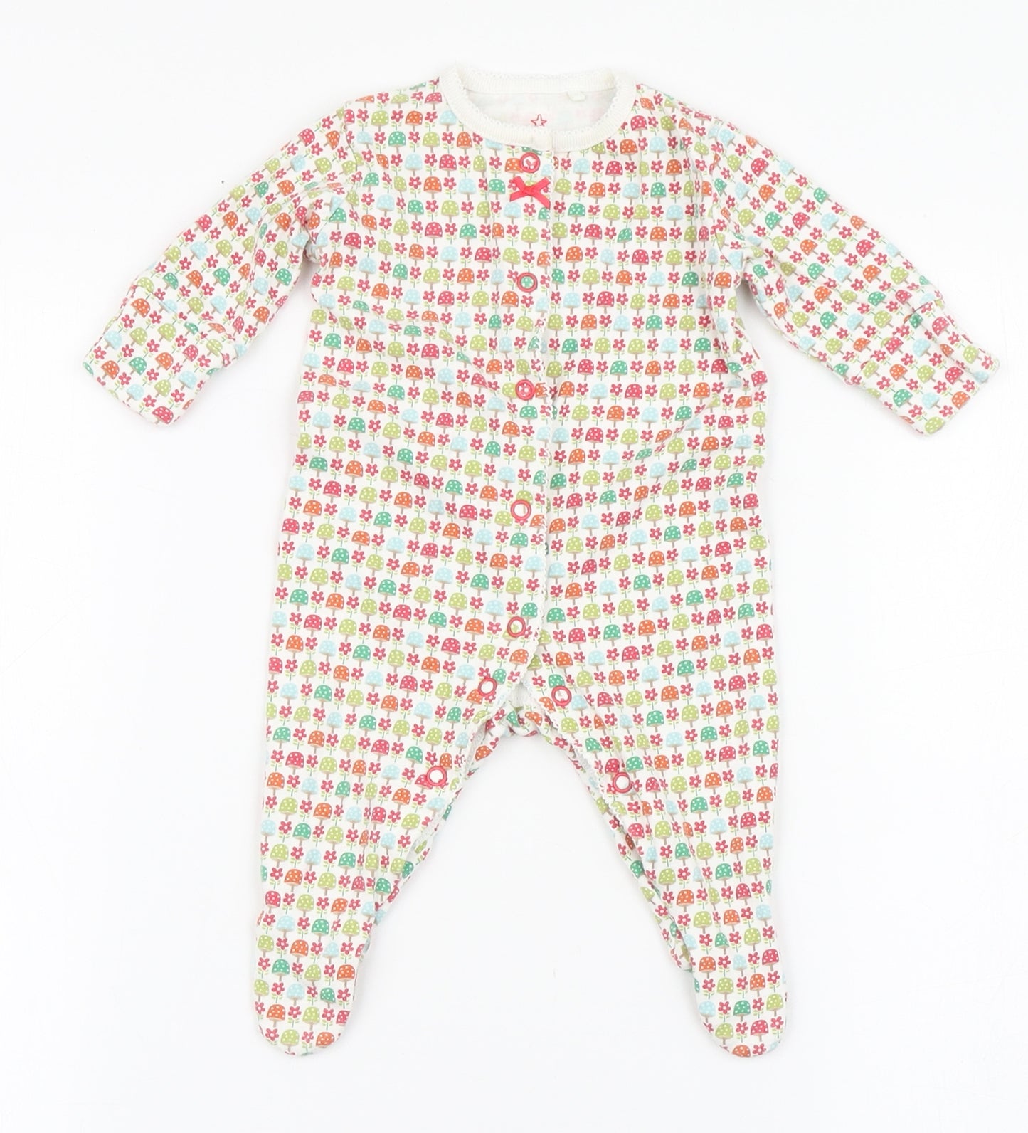 NEXT Girls Ivory  100% Cotton Babygrow One-Piece Size 0-3 Months  Snap - Mushrooms