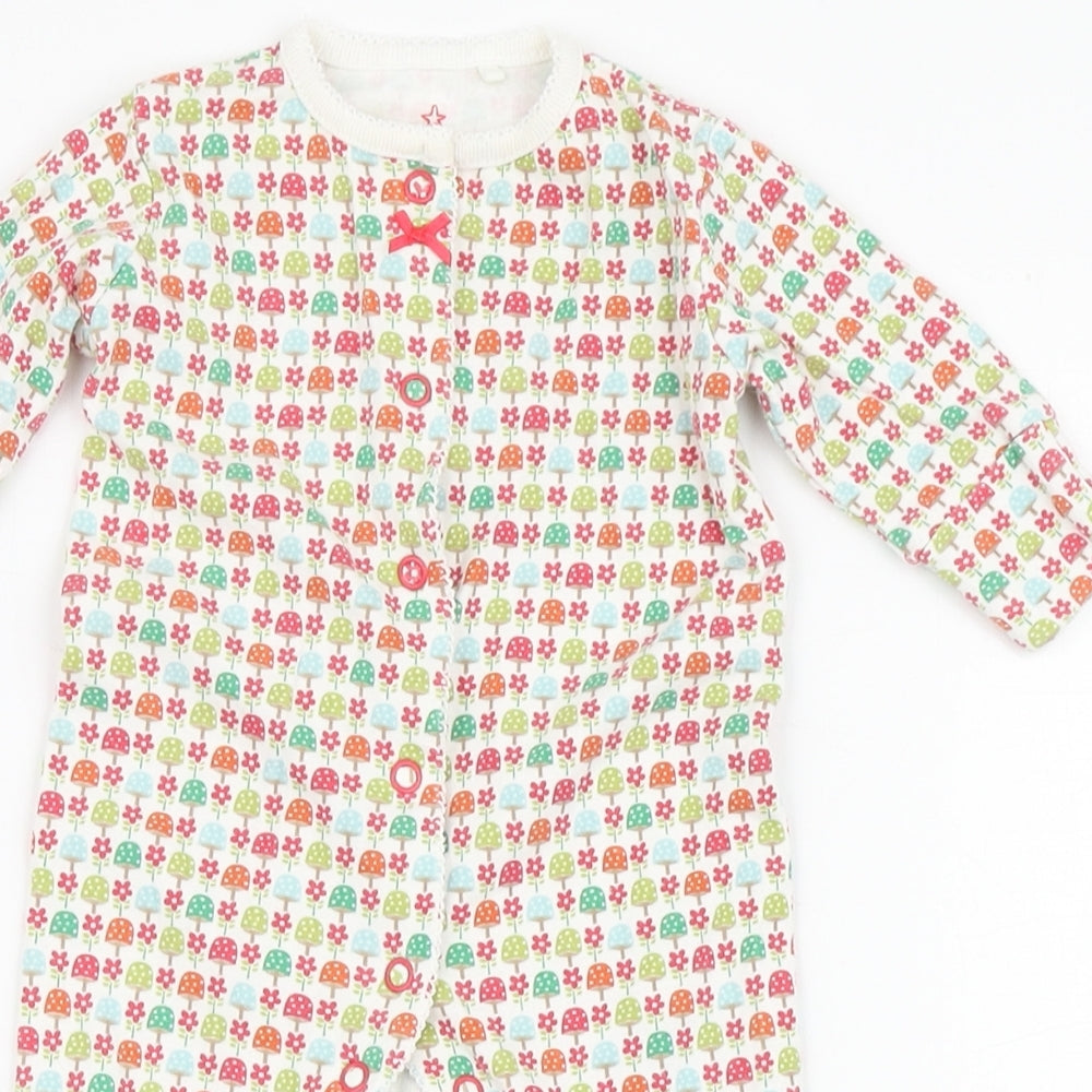 NEXT Girls Ivory  100% Cotton Babygrow One-Piece Size 0-3 Months  Snap - Mushrooms