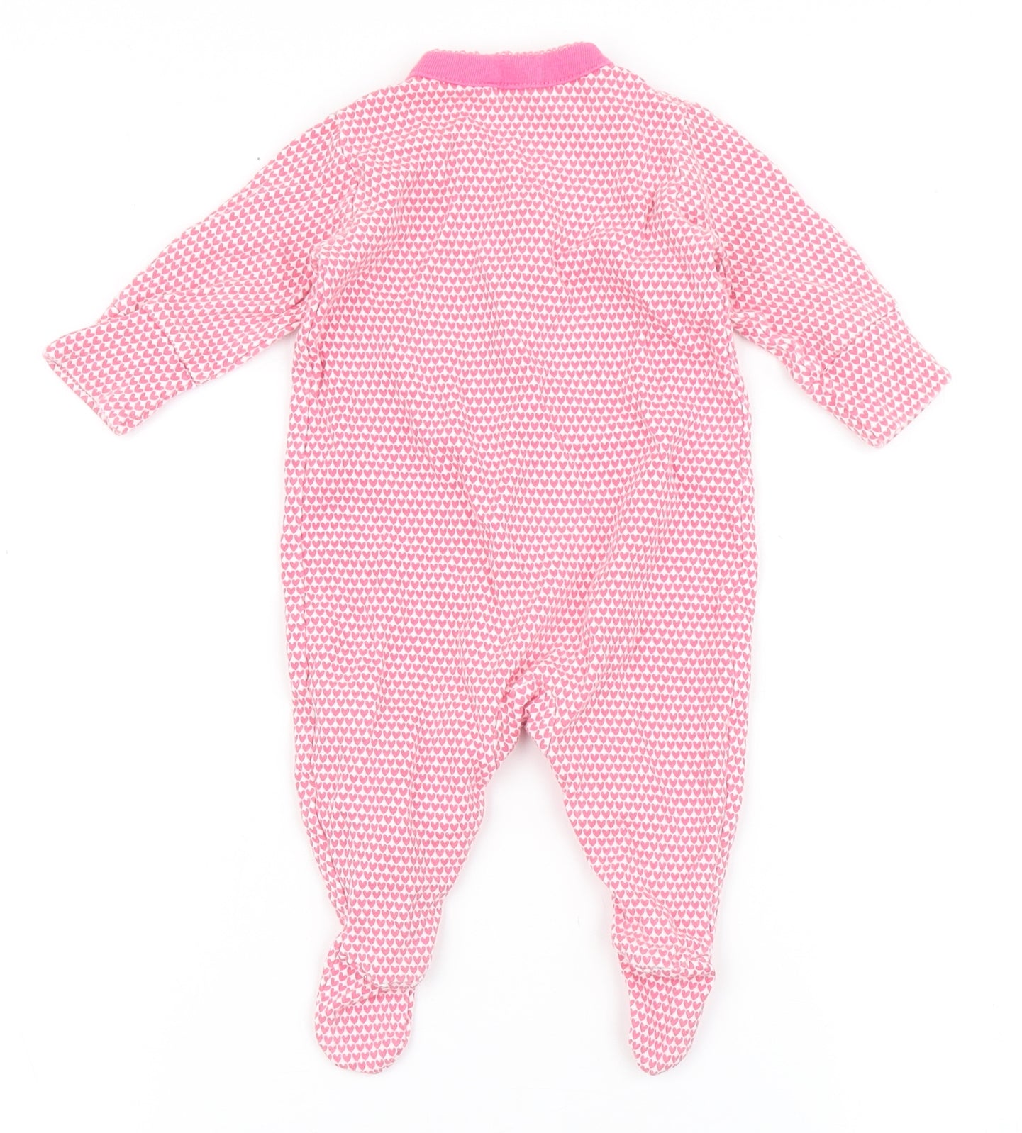 NEXT Girls Pink  100% Cotton Babygrow One-Piece Size 0-3 Months  Snap - Love Hearts