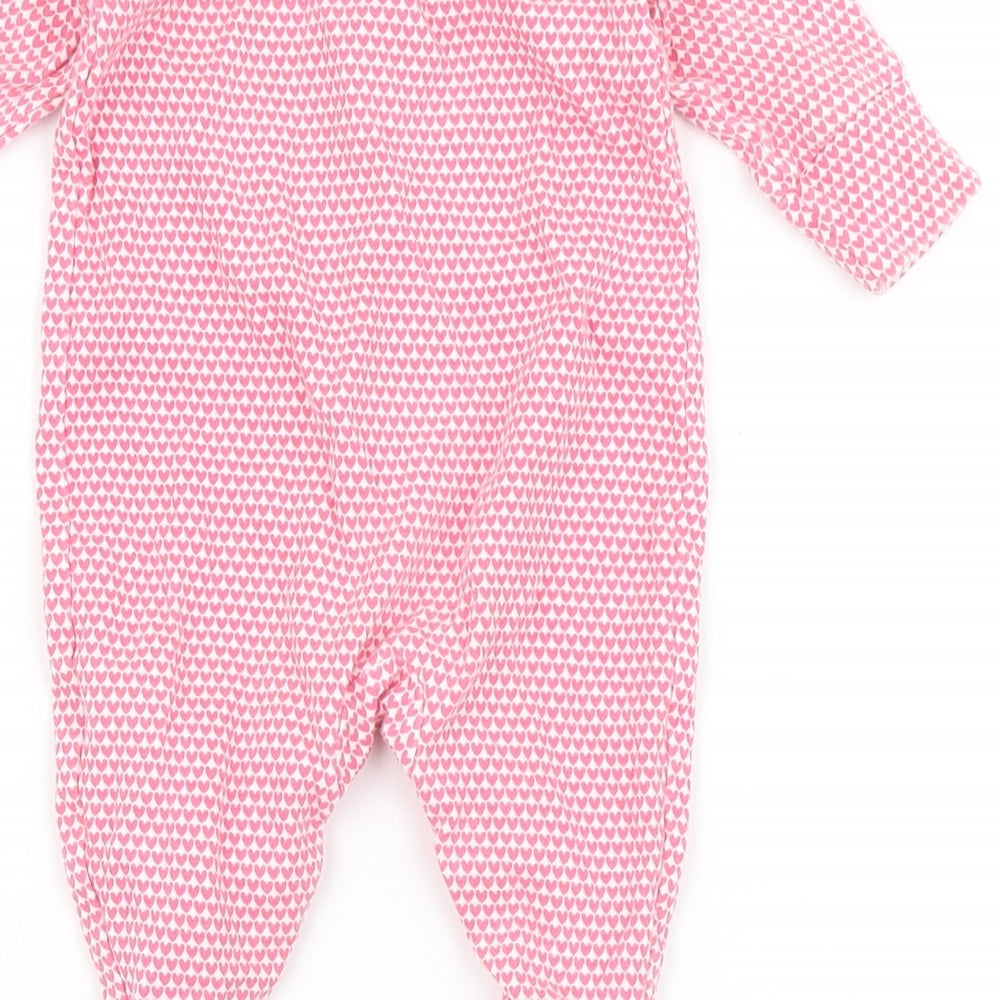 NEXT Girls Pink  100% Cotton Babygrow One-Piece Size 0-3 Months  Snap - Love Hearts
