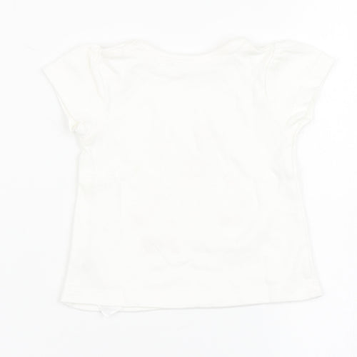 George Girls White  100% Cotton Basic T-Shirt Size Newborn Round Neck  - Bambi, Disney