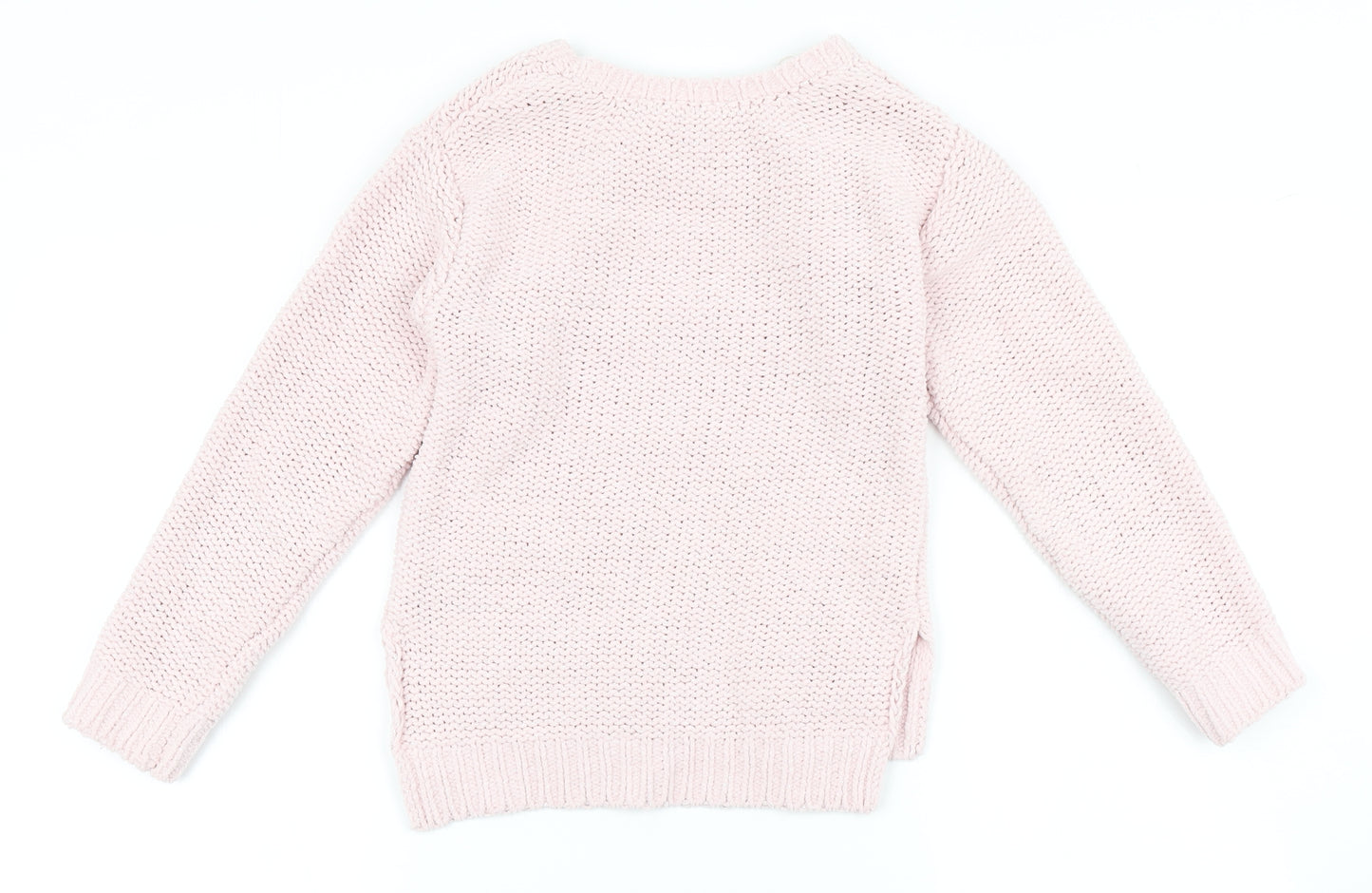 Dunnes Stores Girls Pink Round Neck  Polyester Pullover Jumper Size 7 Years   - Unicorn