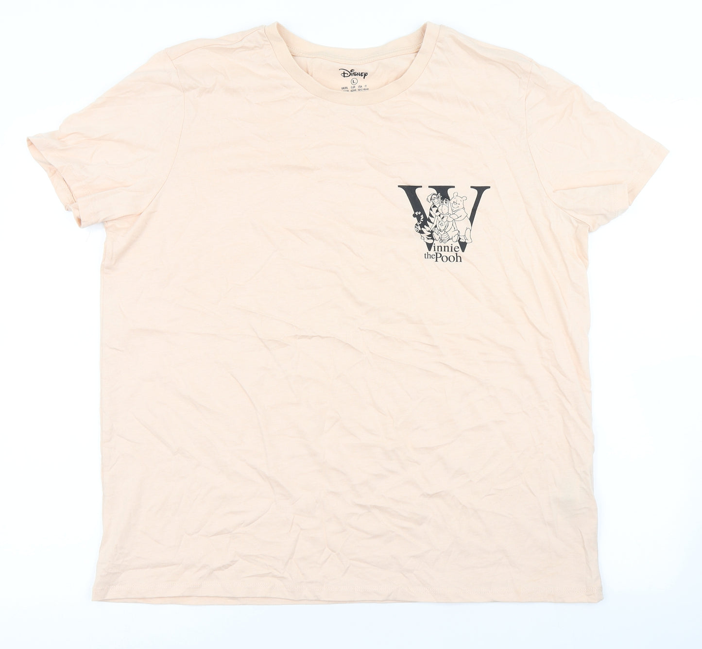 Primark Womens Orange  100% Cotton Basic T-Shirt Size L Round Neck - Winnie The Pooh