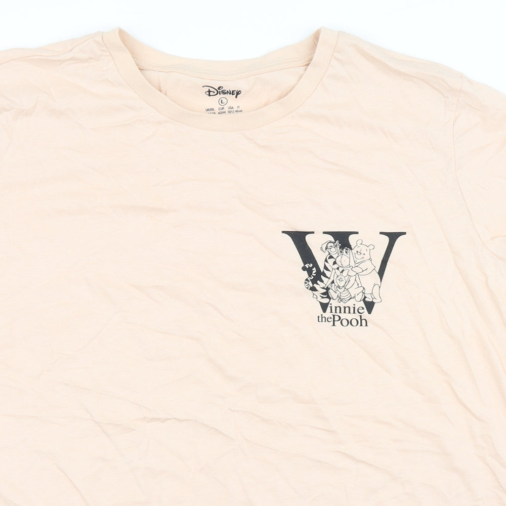 Primark Womens Orange  100% Cotton Basic T-Shirt Size L Round Neck - Winnie The Pooh