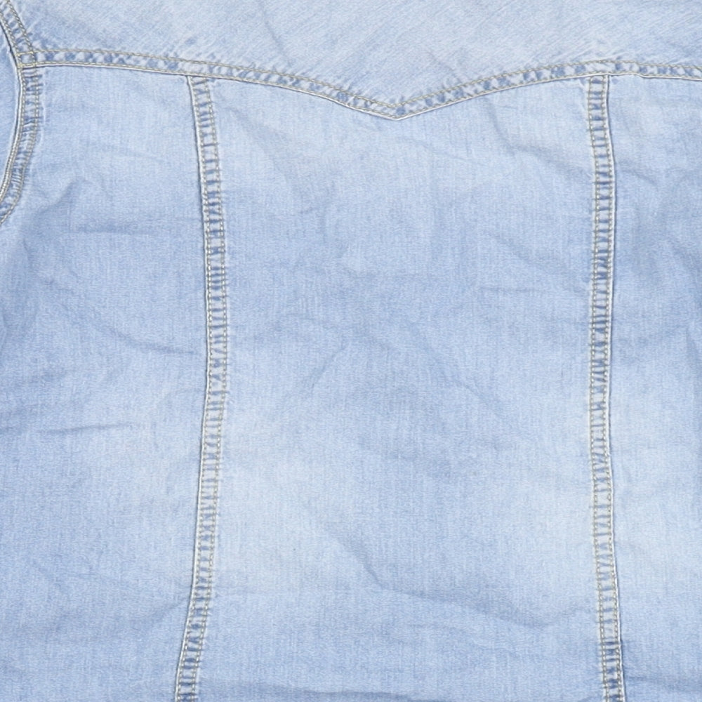 NEXT Girls Blue  100% Cotton Basic Button-Up Size 7 Years Round Neck Snap