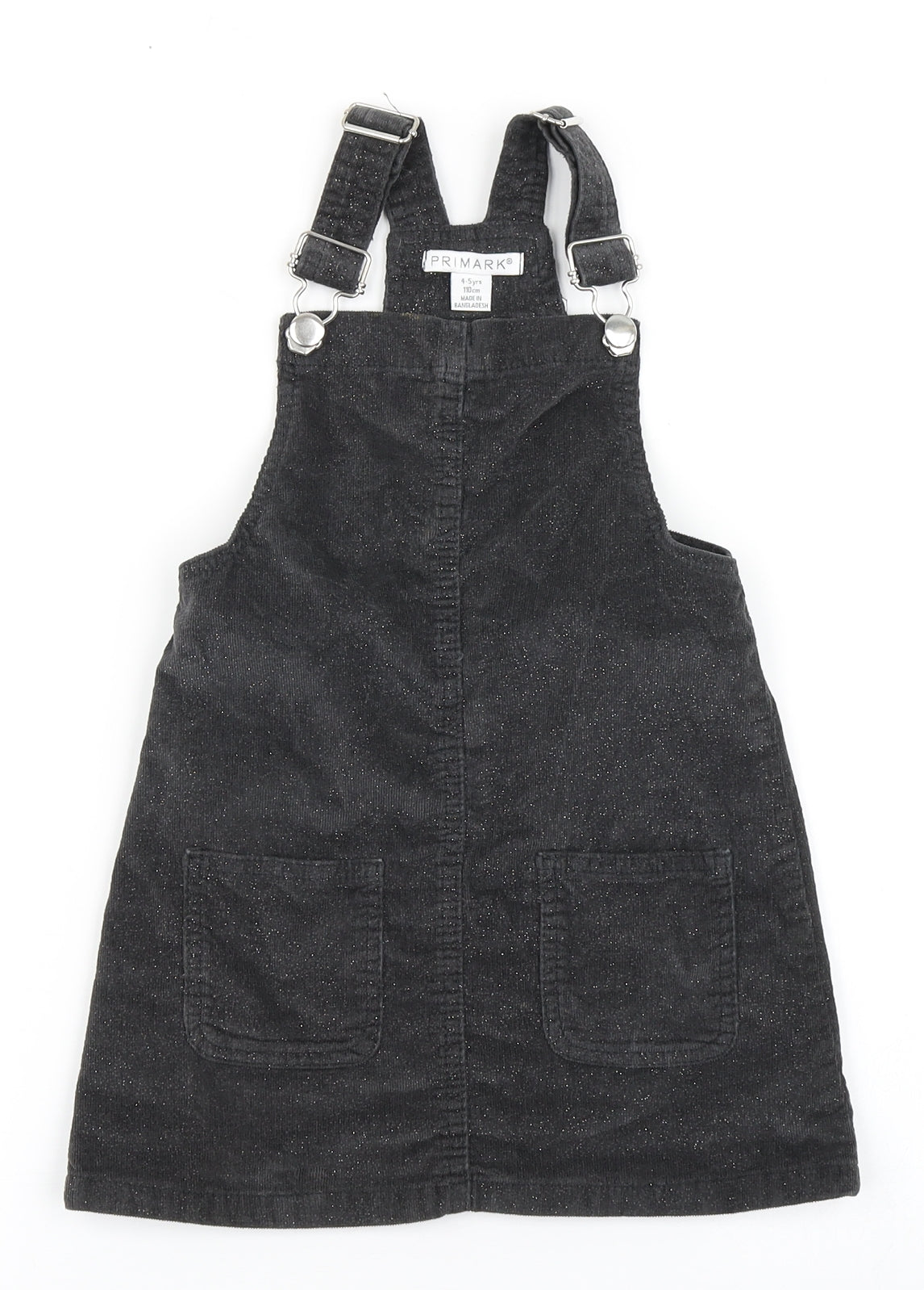 Primark Girls Grey  Cotton Pinafore/Dungaree Dress  Size 4-5 Years  Round Neck