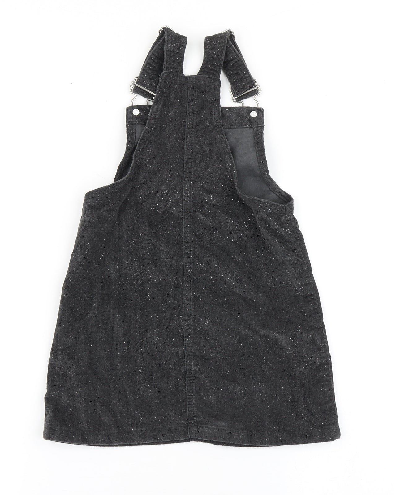 Primark Girls Grey  Cotton Pinafore/Dungaree Dress  Size 4-5 Years  Round Neck