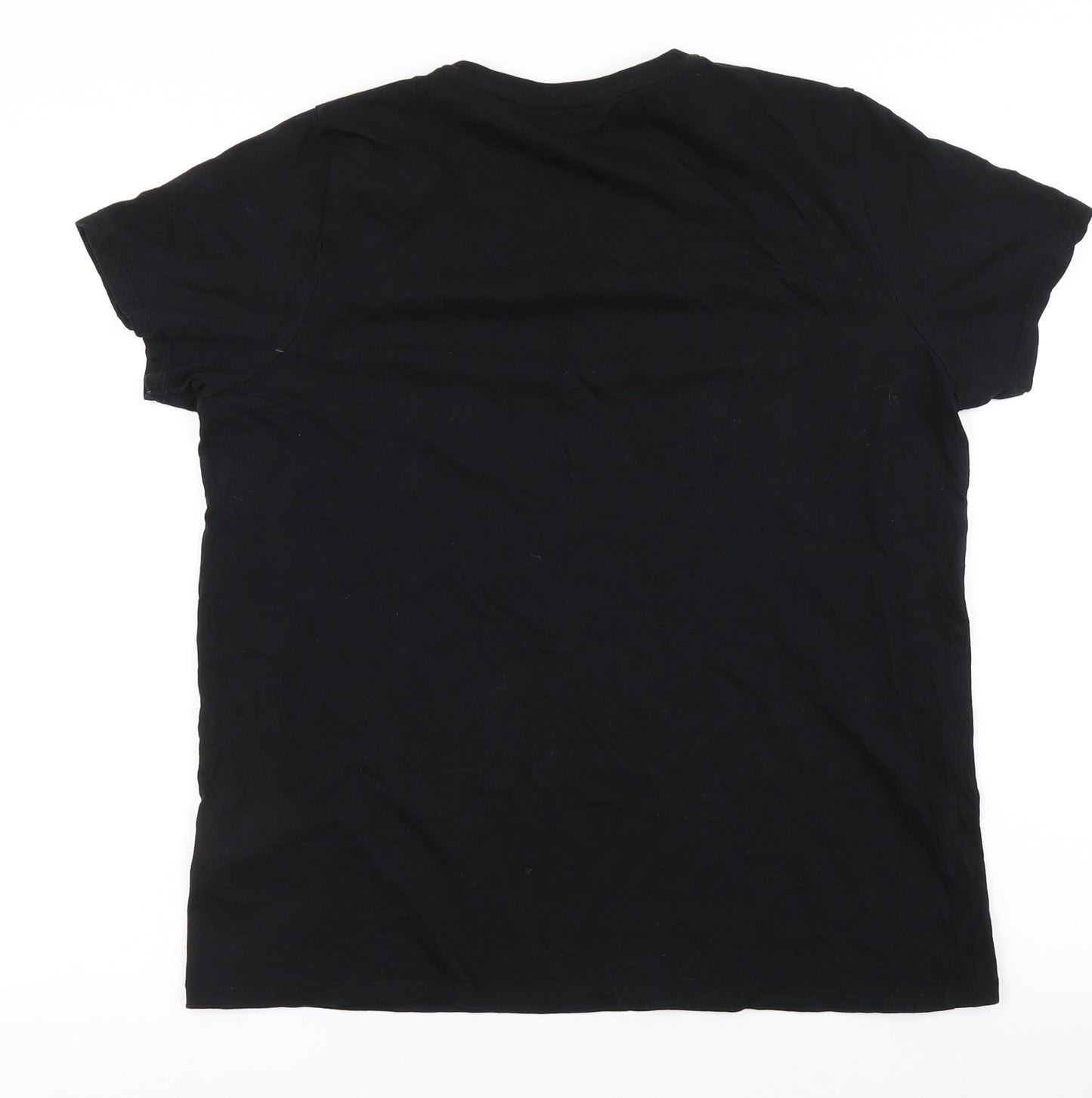New Look Womens Black  100% Cotton Basic T-Shirt Size 16 Round Neck - Bonjour