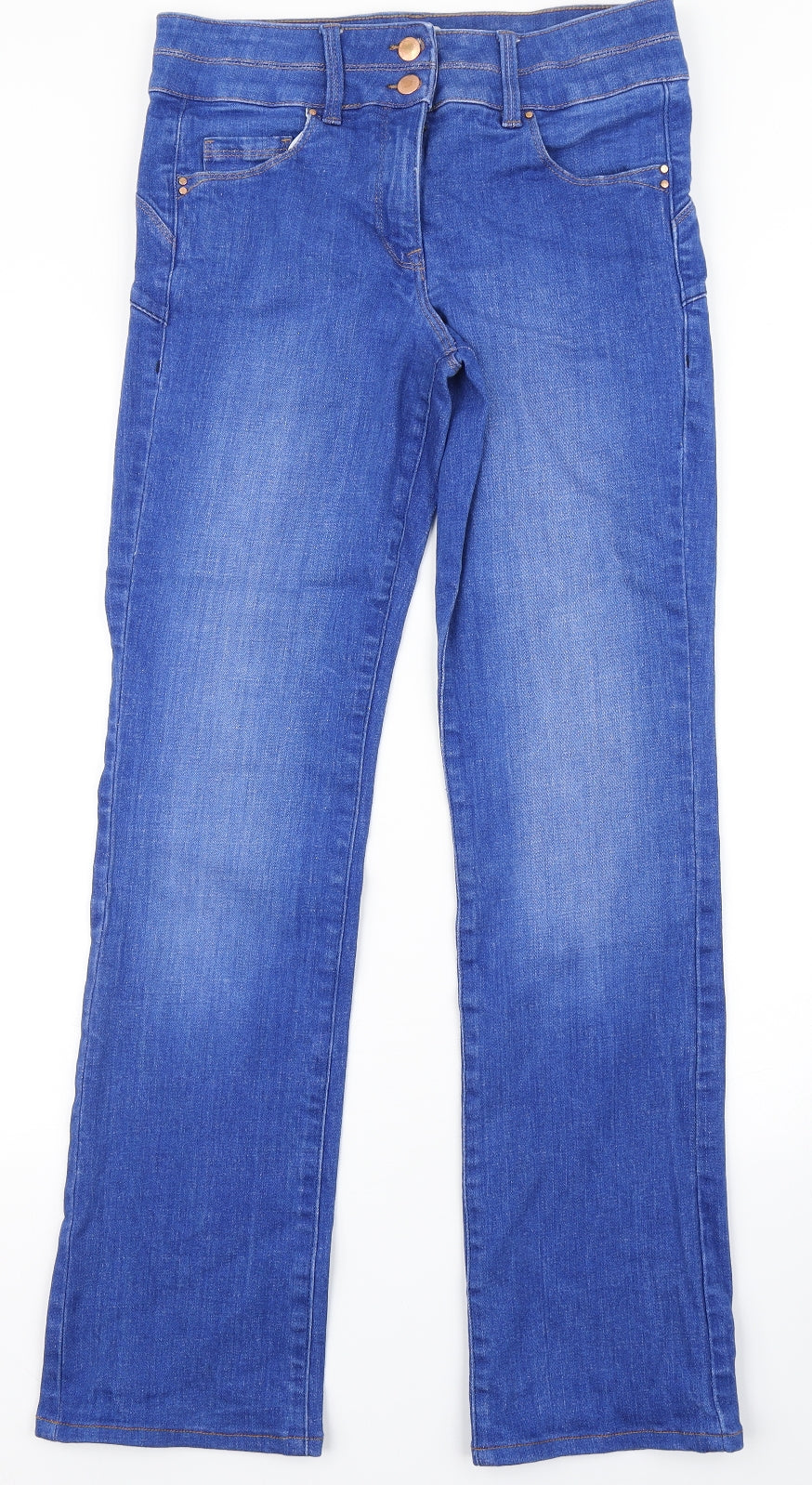 NEXT Womens Blue  Cotton Bootcut Jeans Size 12 L31 in Regular Button
