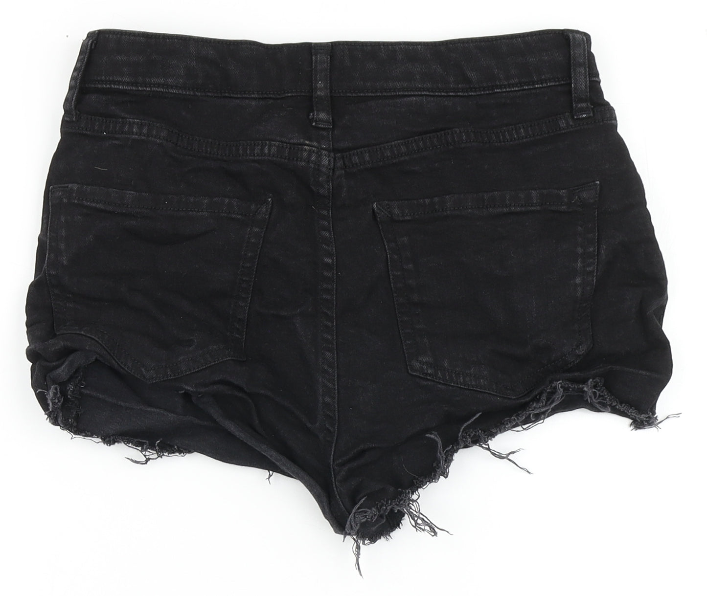 River Island Womens Black  Cotton Hot Pants Shorts Size 10  Regular Button