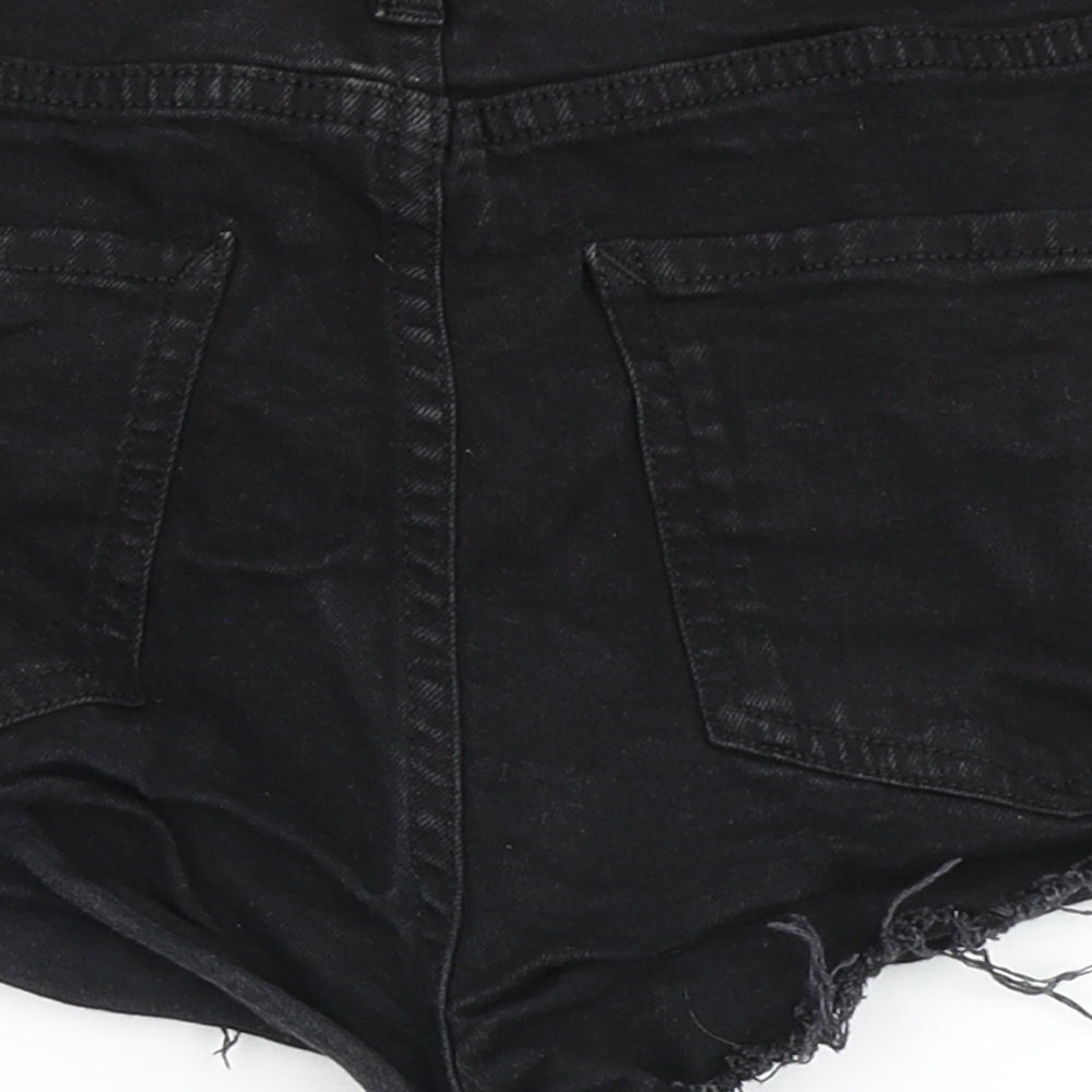 River Island Womens Black  Cotton Hot Pants Shorts Size 10  Regular Button