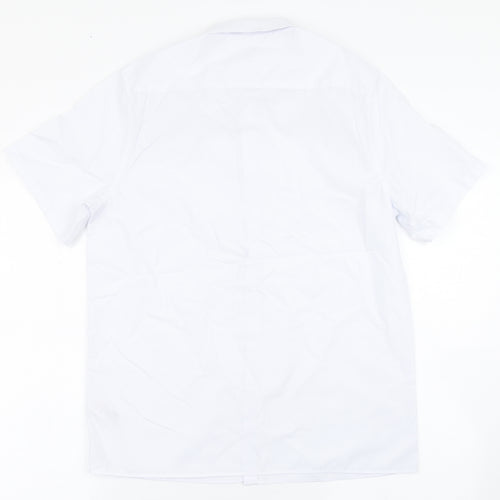 Marks and Spencer Boys White  Polyester Basic Button-Up Size 14-15 Years Round Neck Button - School Wear