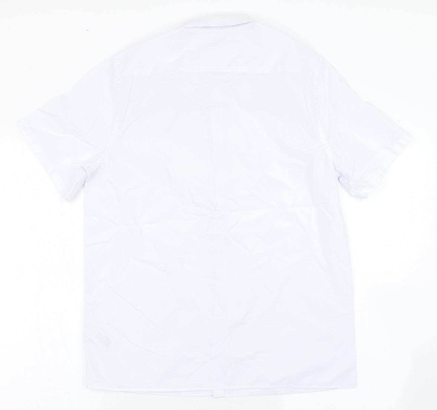 Marks and Spencer Boys White  Polyester Basic Button-Up Size 14-15 Years Round Neck Button - School Wear