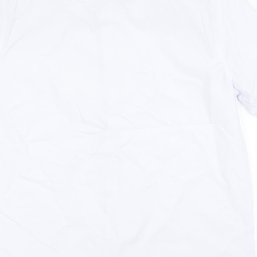 Marks and Spencer Boys White  Polyester Basic Button-Up Size 14-15 Years Round Neck Button - School Wear