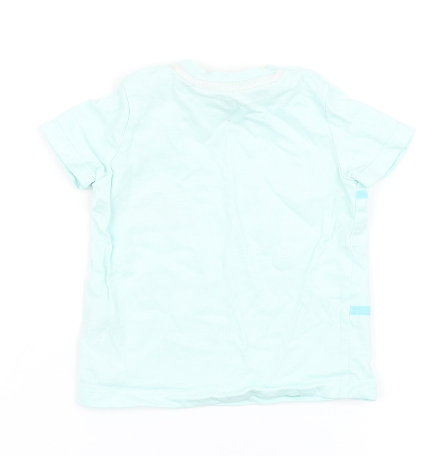 F&F Boys Blue  100% Cotton Basic T-Shirt Size 3-6 Months Round Neck Snap - Let the sun shine