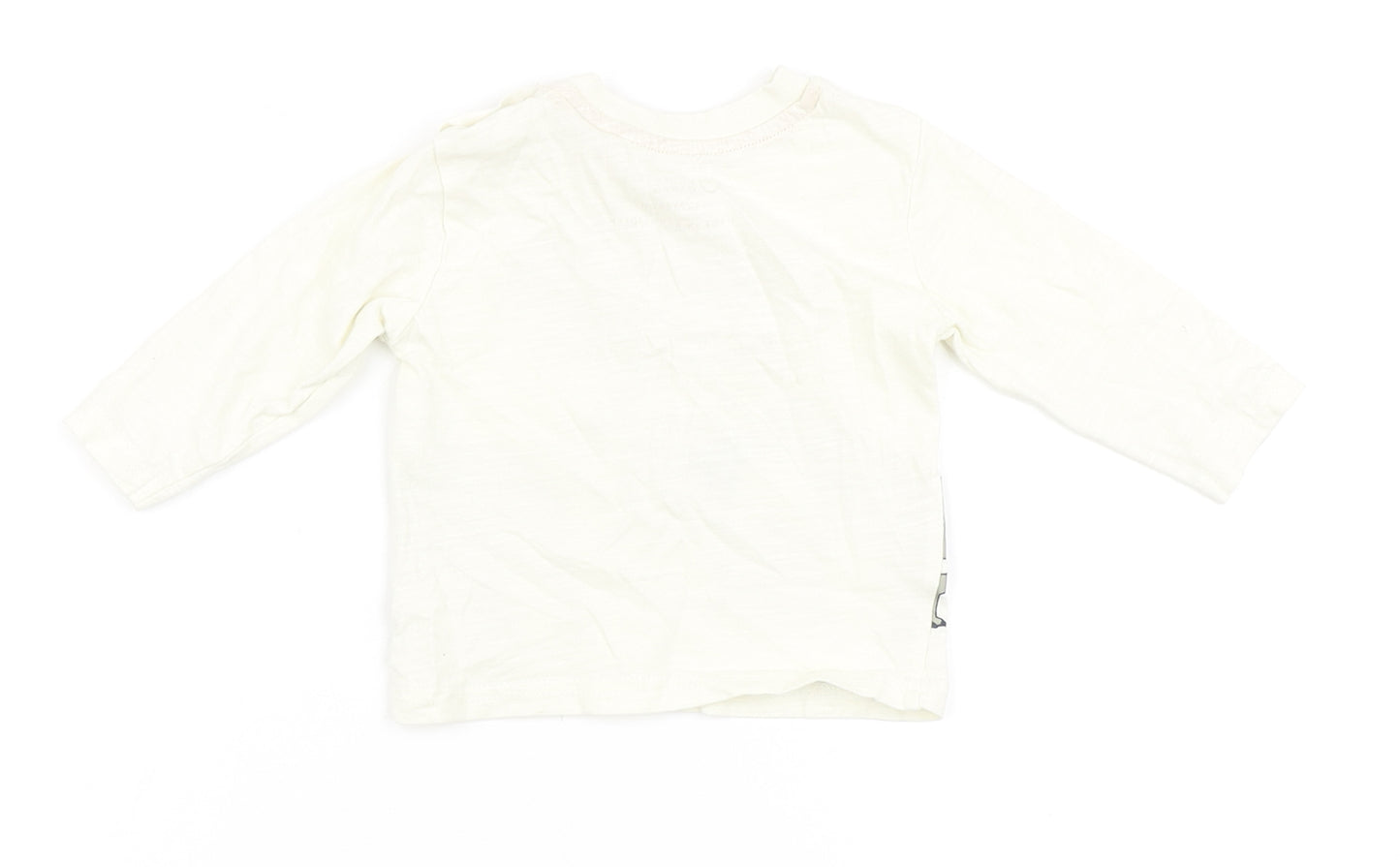 Primark Boys Ivory  100% Cotton Basic T-Shirt Size 3-6 Months Round Neck Snap - Dinosaur