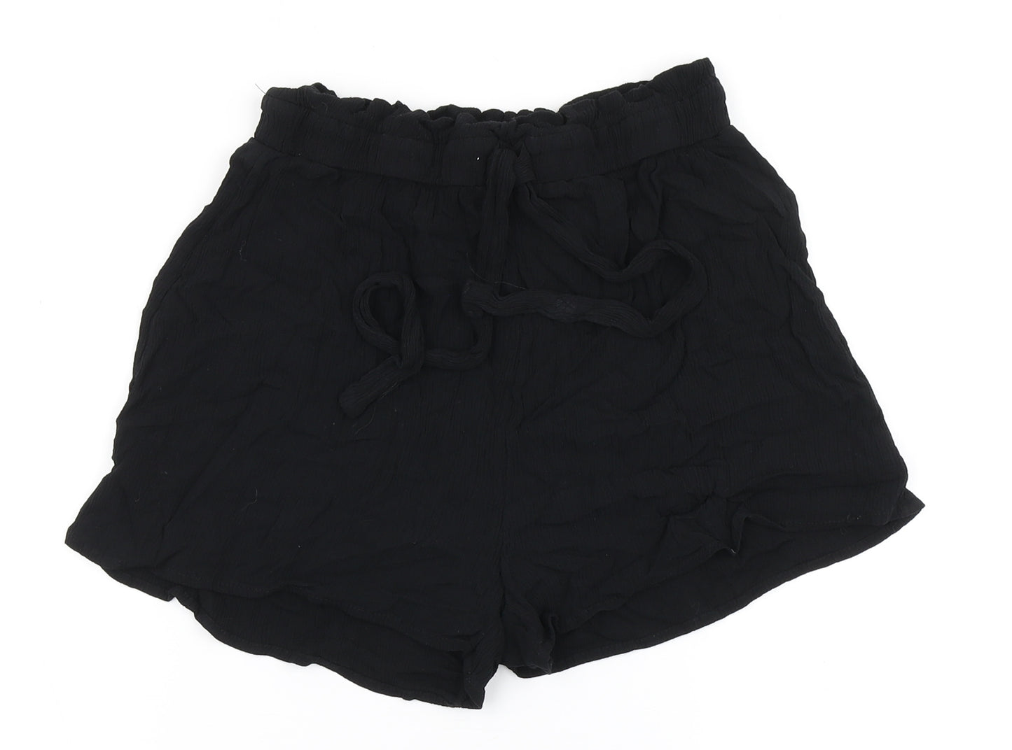 Divided Womens Black  100% Viscose Paperbag Shorts Size 8  Regular Tie