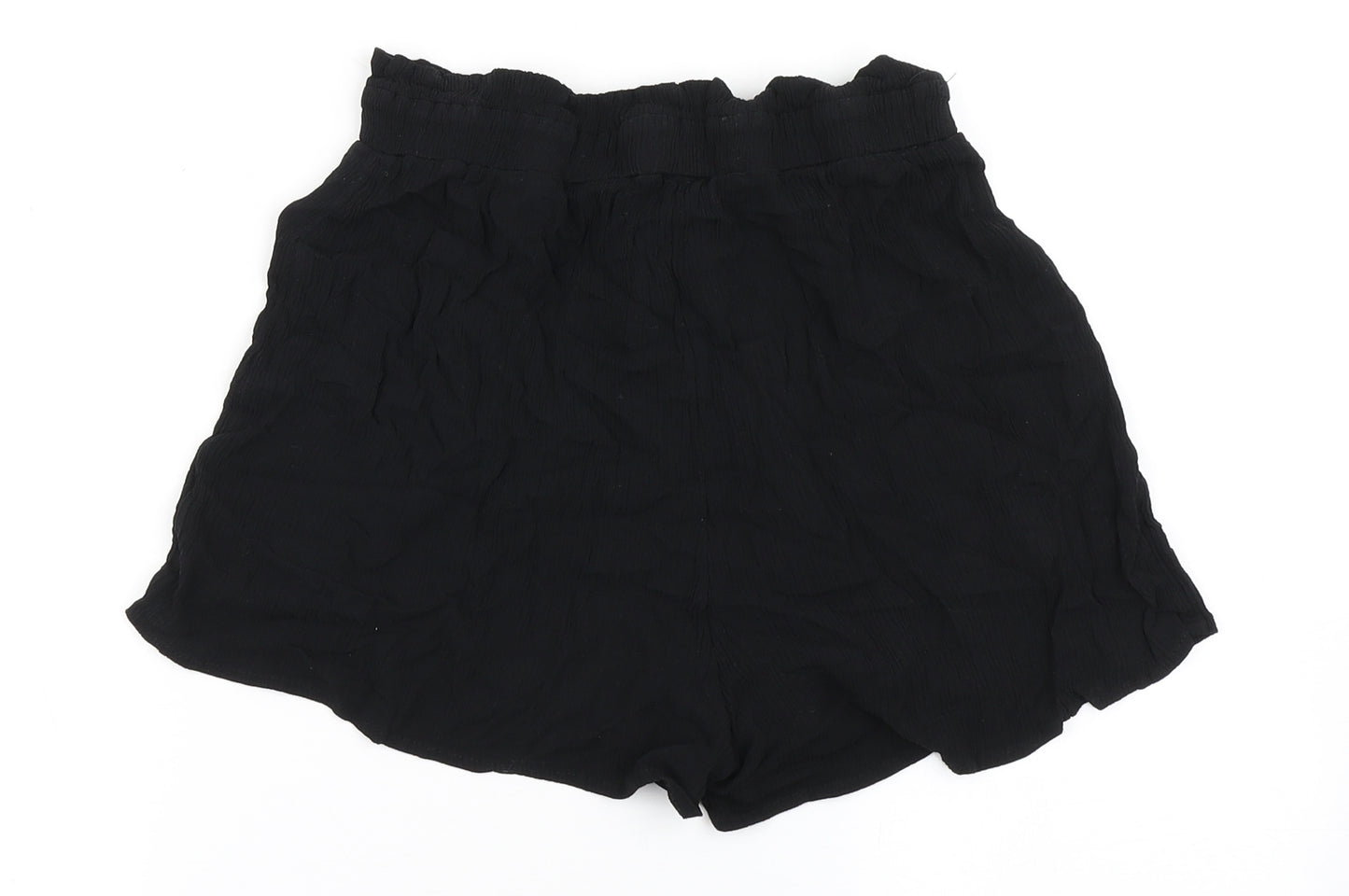 Divided Womens Black  100% Viscose Paperbag Shorts Size 8  Regular Tie