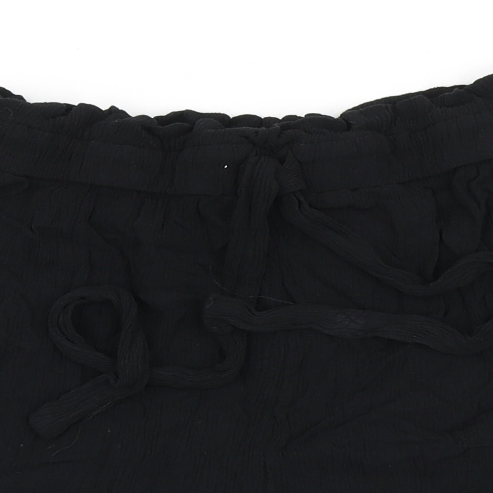 Divided Womens Black  100% Viscose Paperbag Shorts Size 8  Regular Tie