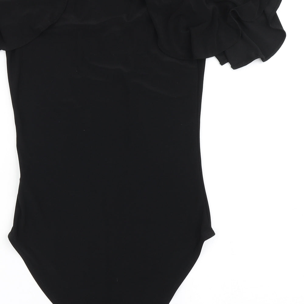 Miss Selfridge Womens Black  Polyester Bodysuit One-Piece Size 10   - Cold Shoulder