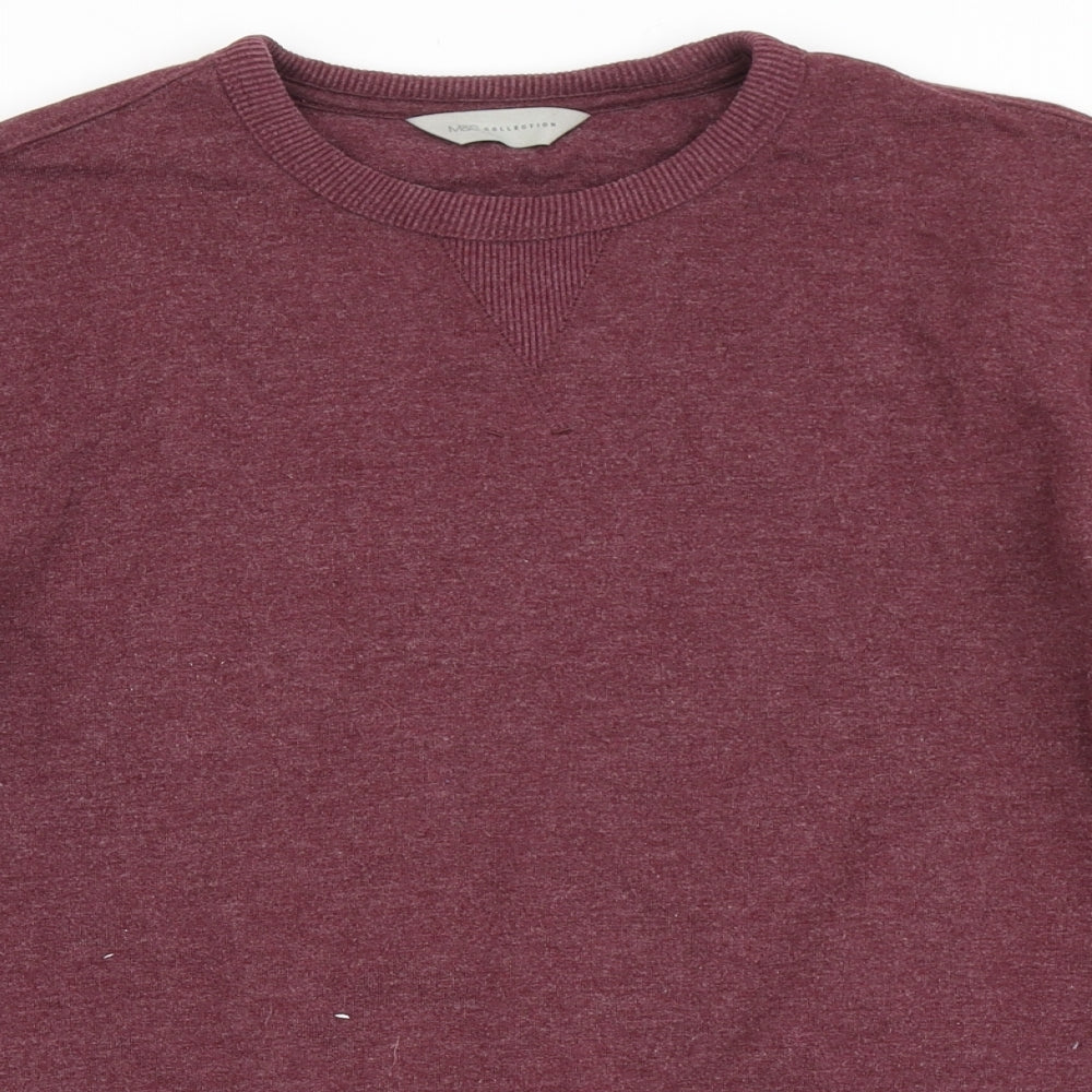 Marks and Spencer Mens Red  Cotton Pullover Sweatshirt Size M
