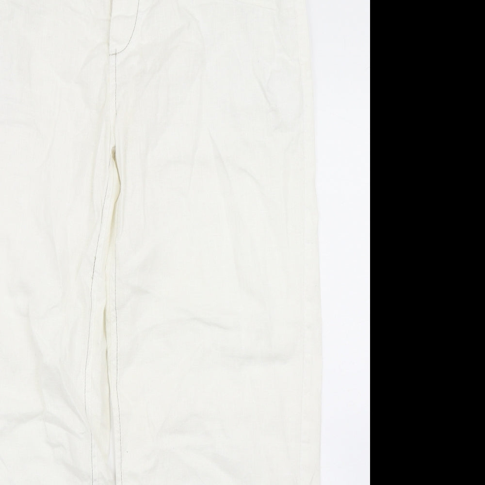 River Island Mens White  Linen Trousers  Size 32 L27 in Regular Button