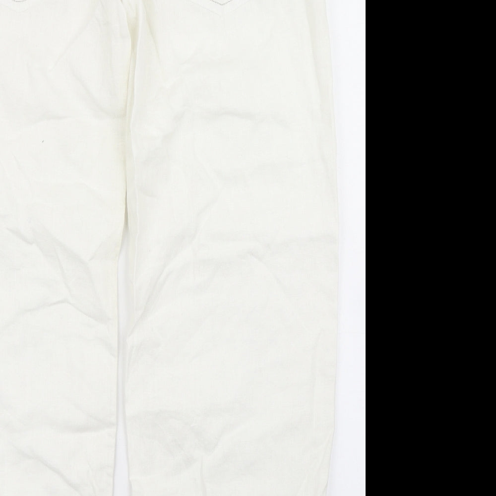 River Island Mens White  Linen Trousers  Size 32 L27 in Regular Button