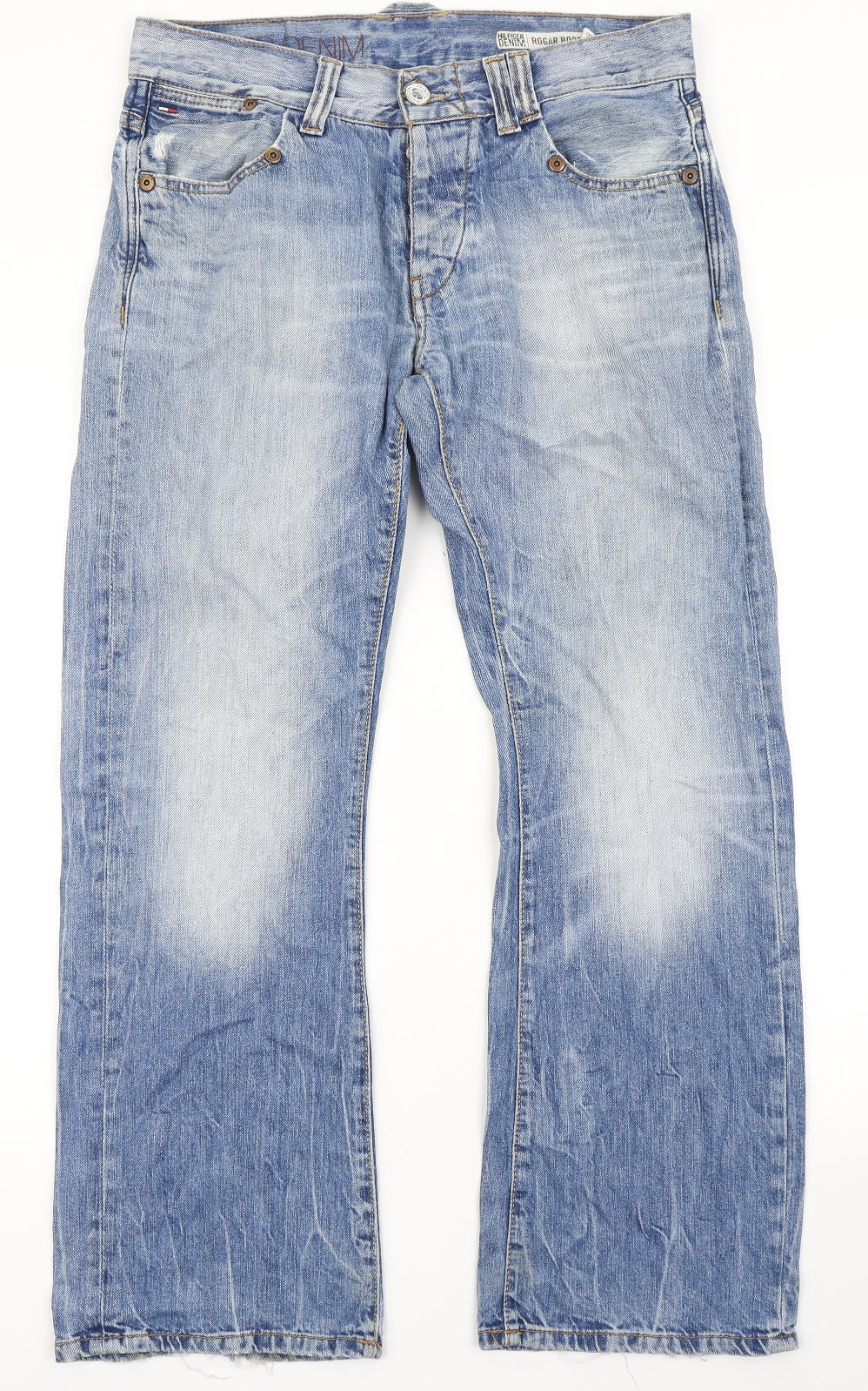 Tommy Hilfiger Mens Blue  Cotton Bootcut Jeans Size 32 L29 in Regular Button
