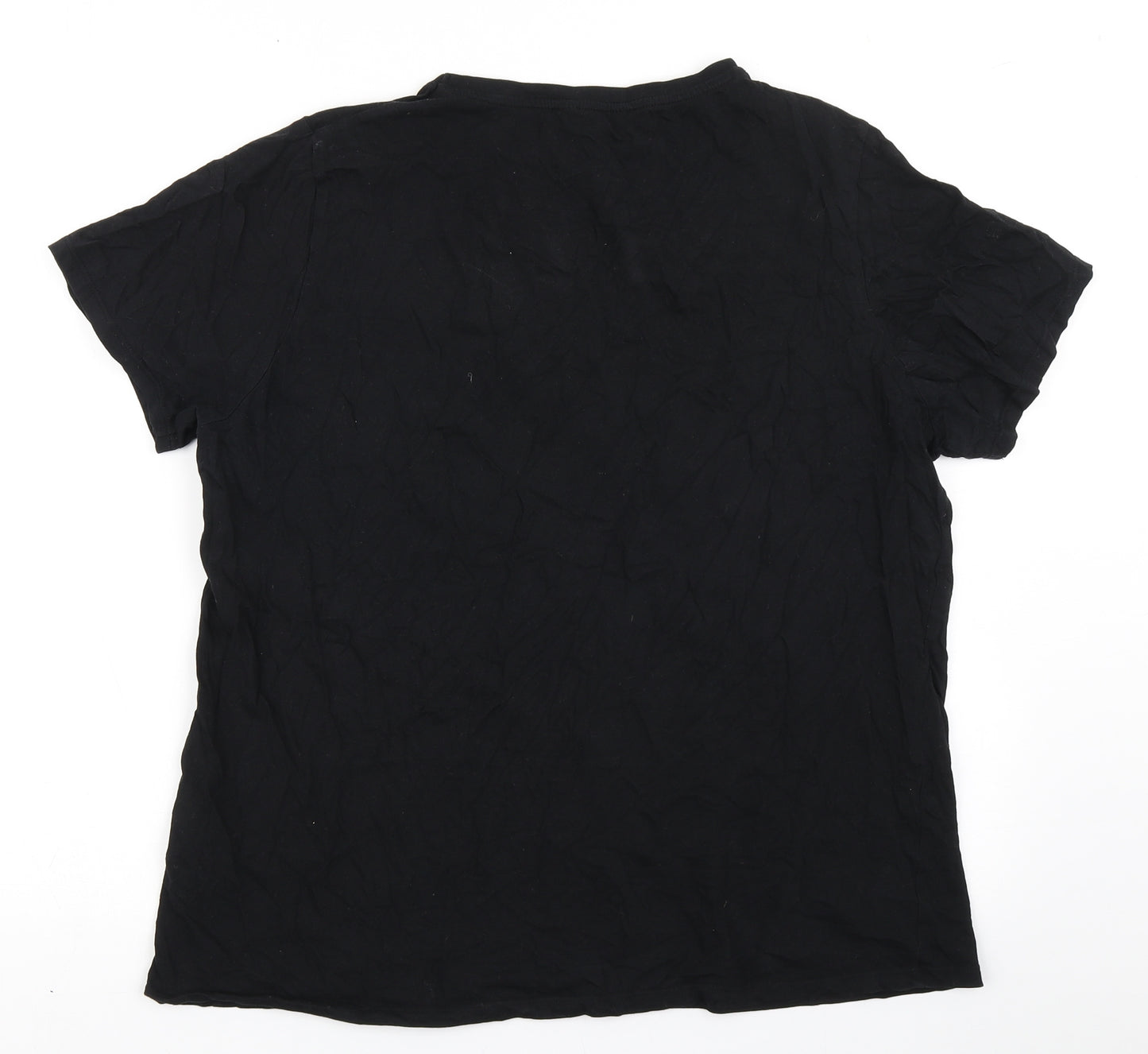 New Look Womens Black  100% Cotton Basic T-Shirt Size 18 Round Neck - Paris