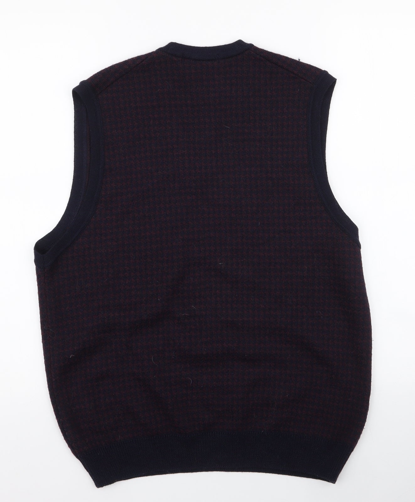 Marks and Spencer Mens Multicoloured V-Neck Check Wool Pullover Jumper Size M