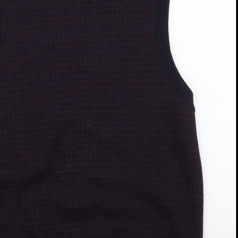Marks and Spencer Mens Multicoloured V-Neck Check Wool Pullover Jumper Size M