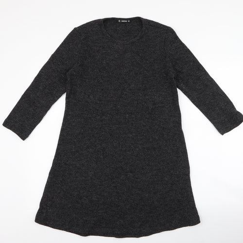 SheIn Womens Grey  Polyester Jumper Dress  Size S  Round Neck Pullover