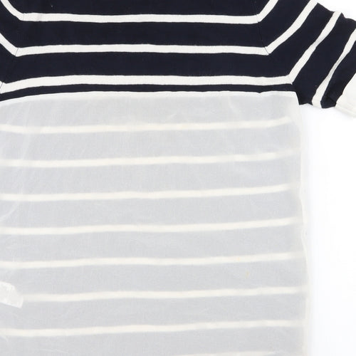 Atmosphere Womens Blue Striped Viscose Jersey Blouse Size 8 Round Neck - chiffon back