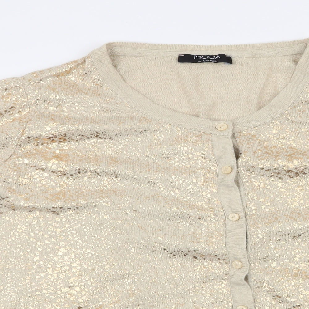 Moda at George  Womens Gold Round Neck Animal Print Cotton Cardigan Jumper Size 18