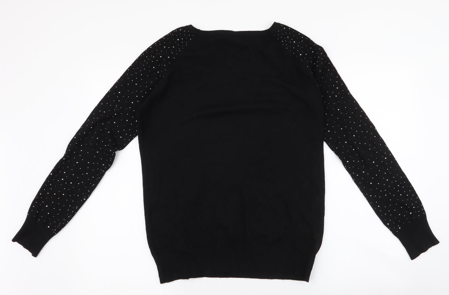 Vila Milano Womens Black Round Neck  Nylon Pullover Jumper Size L