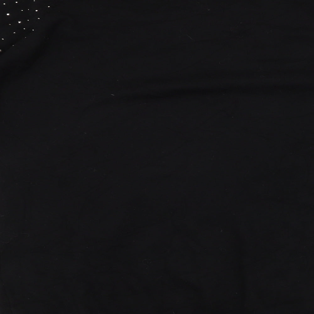 Vila Milano Womens Black Round Neck  Nylon Pullover Jumper Size L