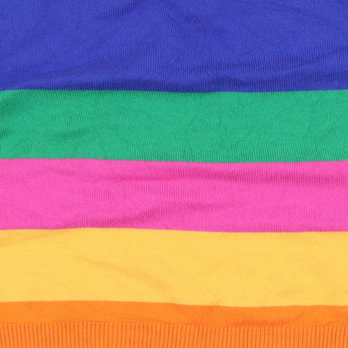 Primark Womens Multicoloured Round Neck Striped Cotton Pullover Jumper Size XS   - Today