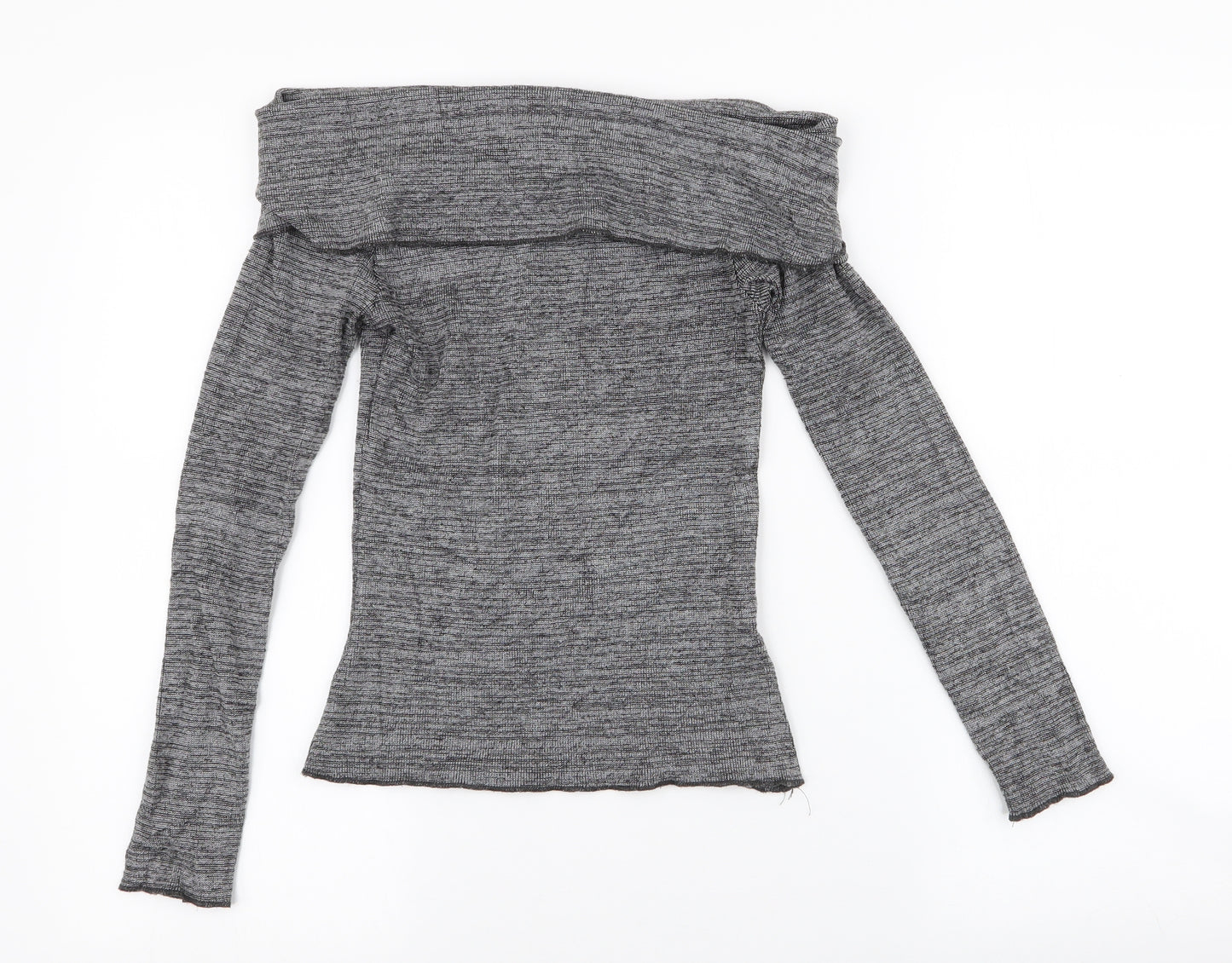 Zara Womens Grey  Polyester Jersey Blouse Size S Off the Shoulder