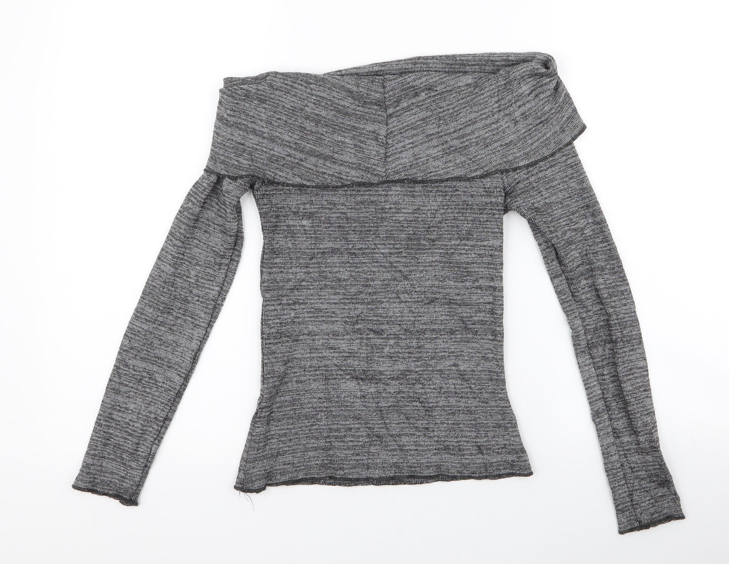 Zara Womens Grey  Polyester Jersey Blouse Size S Off the Shoulder