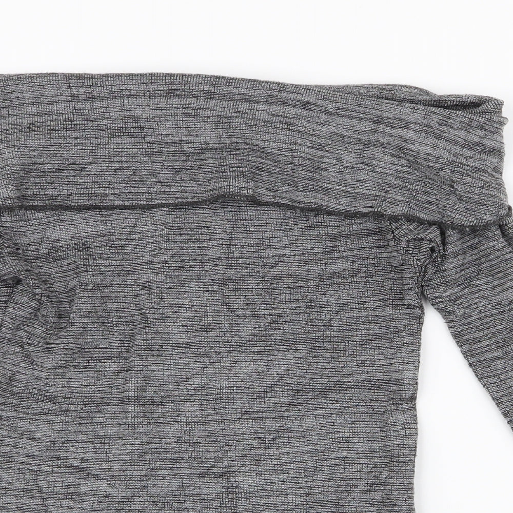 Zara Womens Grey  Polyester Jersey Blouse Size S Off the Shoulder