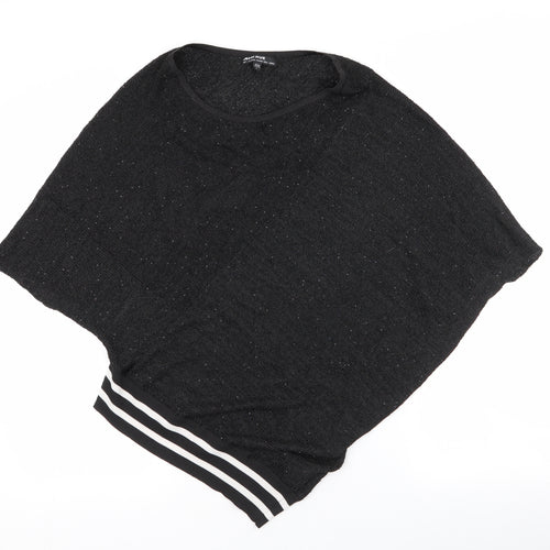 Jecci Five Womens Black Boat Neck Striped Polyester Pullover Jumper Size L