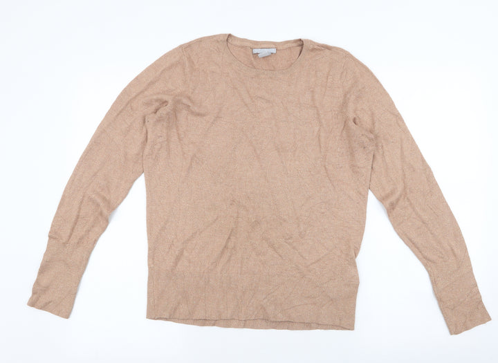 H&M Womens Brown Round Neck Viscose Pullover Jumper Size L